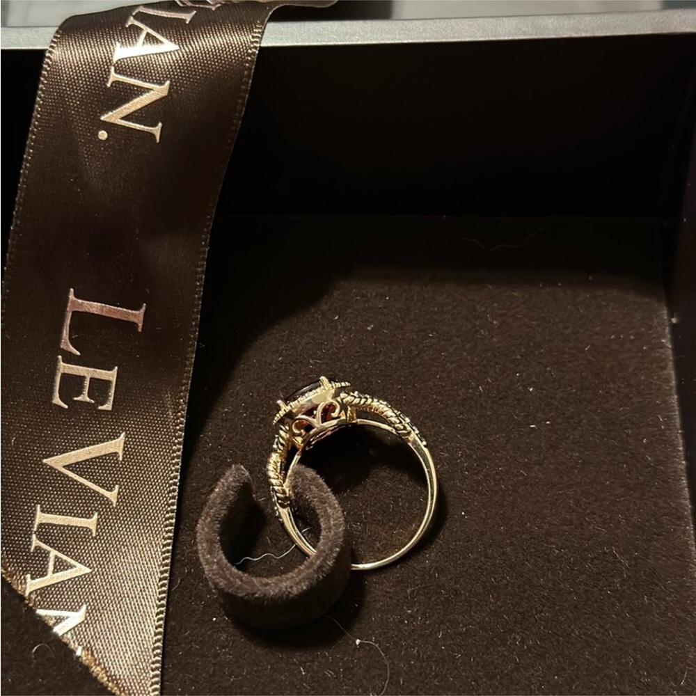 14K rose gold Le Vian Chocolatier Pomegranate Garnet & Diamonds Twist Rope Ring - Picture 9 of 11